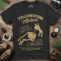 Yellowstone Airlines T-Shirt - Turbulent Takeoffs & Rocky Landings – Black – Outdoor apparel for travel, hiking, camping, and nature lovers – ExpediCamp