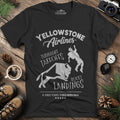 Yellowstone Airlines T-Shirt - Turbulent Takeoffs & Rocky Landings – Black – Outdoor apparel for travel, hiking, camping, and nature lovers – ExpediCamp