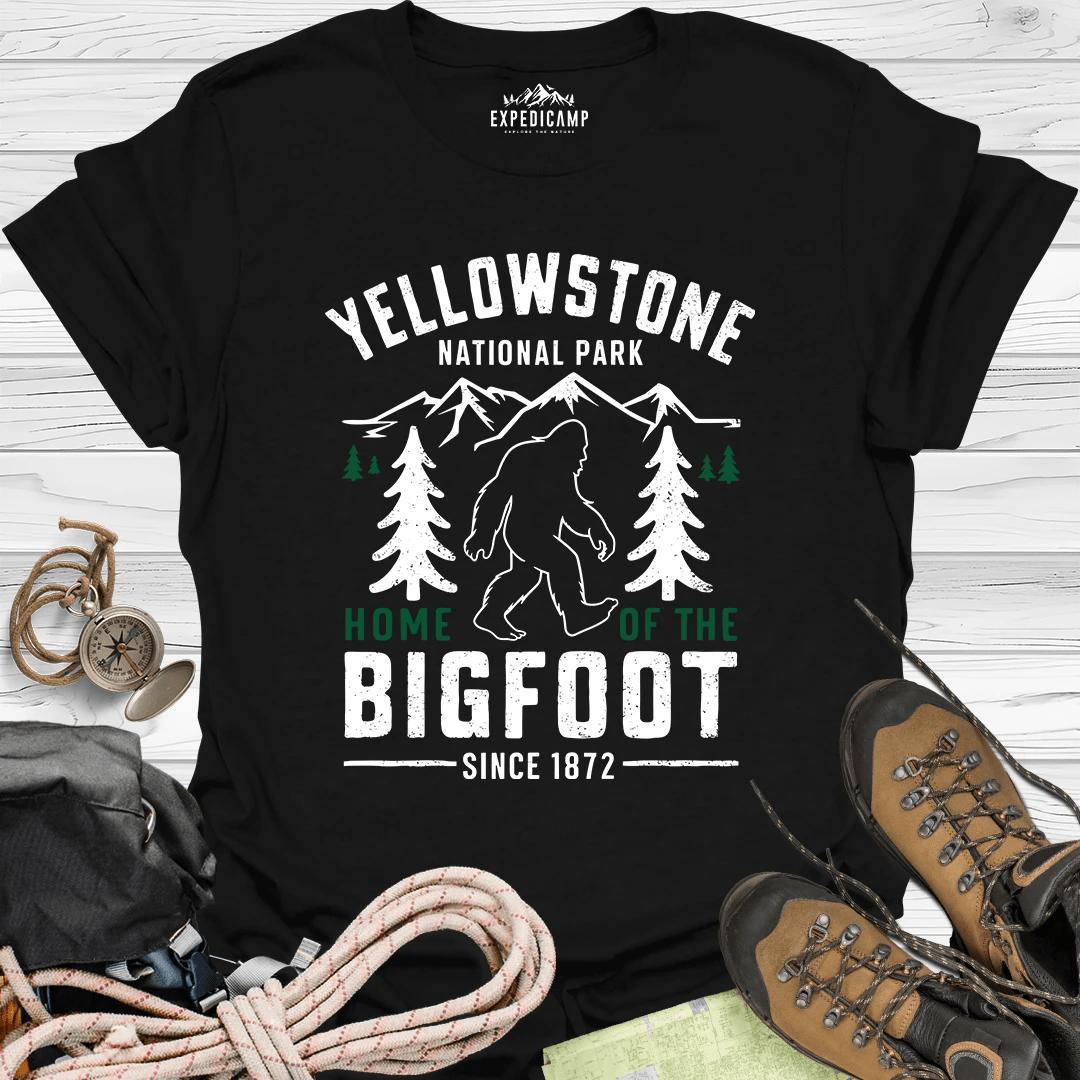 Yellowstone Home Of The Bigfoot National Park T-Shirt – Black – Outdoor apparel for travel, hiking, camping, and nature lovers – ExpediCamp