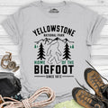 Yellowstone Home Of The Bigfoot National Park T-Shirt – Ice Grey – Outdoor apparel for travel, hiking, camping, and nature lovers – ExpediCamp