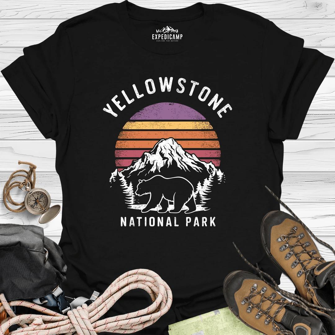 Yellowstone National Park T-Shirt – Black – Outdoor apparel for travel, hiking, camping, and nature lovers – ExpediCamp