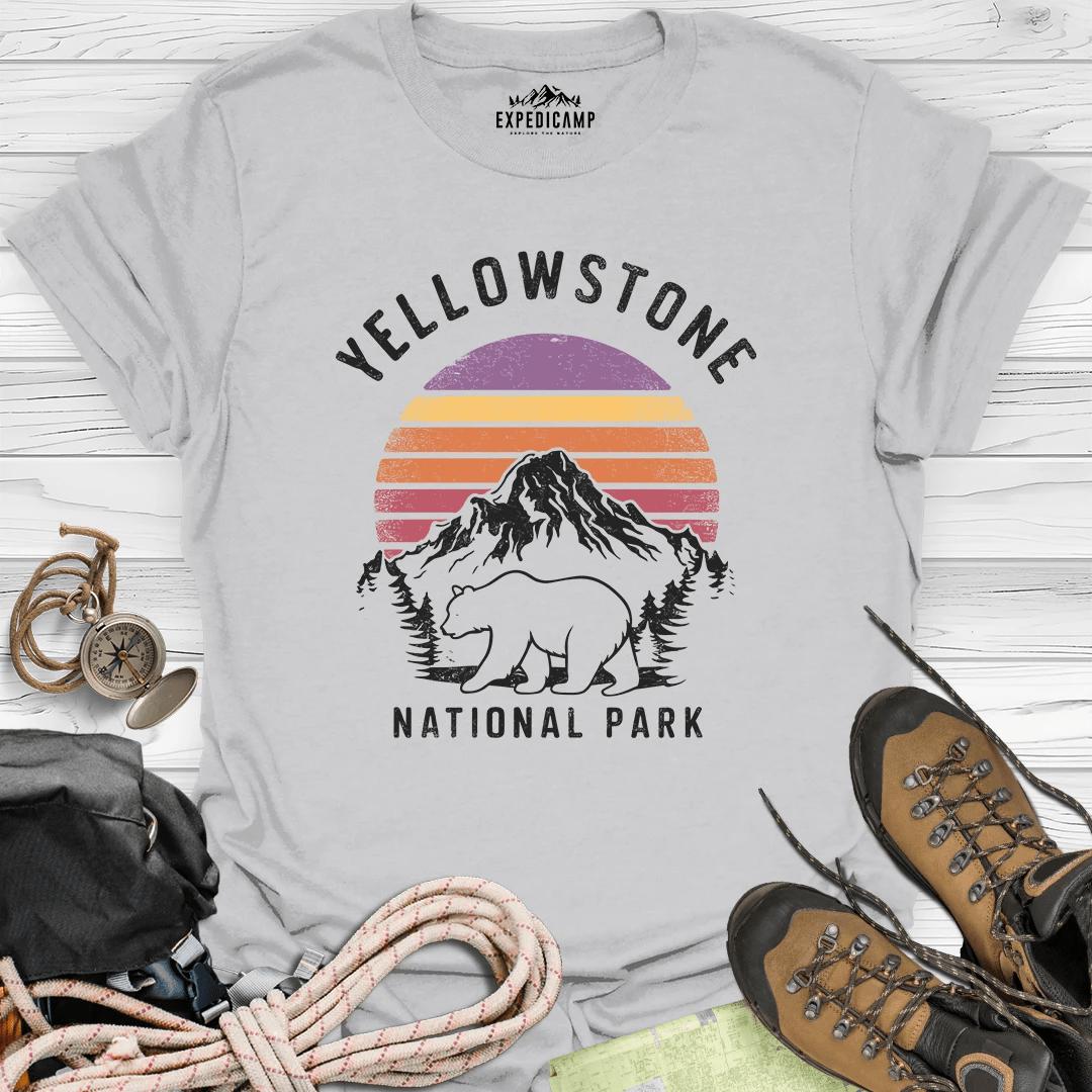 Yellowstone National Park T-Shirt – Ice Grey – Outdoor apparel for travel, hiking, camping, and nature lovers – ExpediCamp