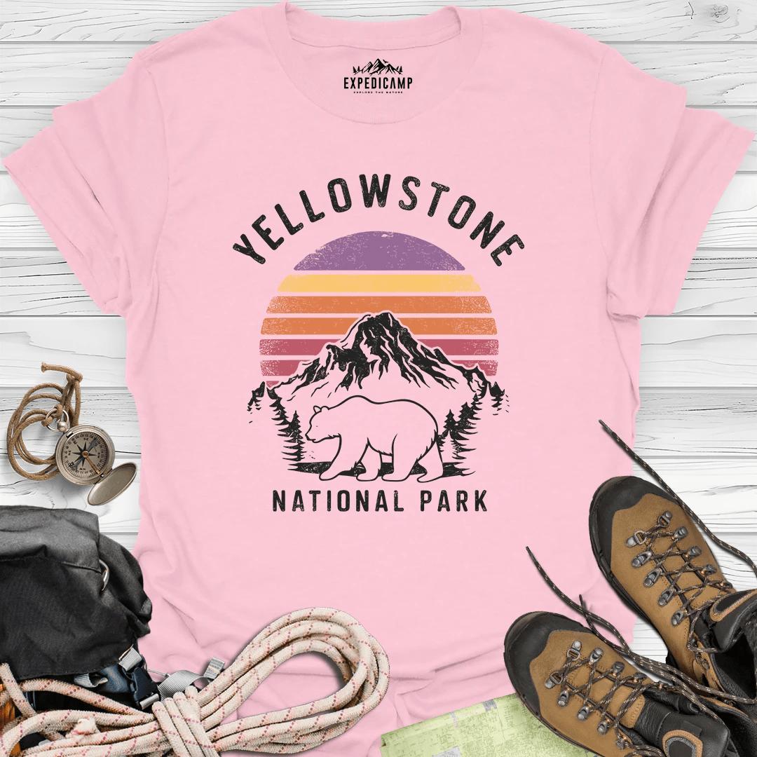 Yellowstone National Park T-Shirt – Light Pink – Outdoor apparel for travel, hiking, camping, and nature lovers – ExpediCamp