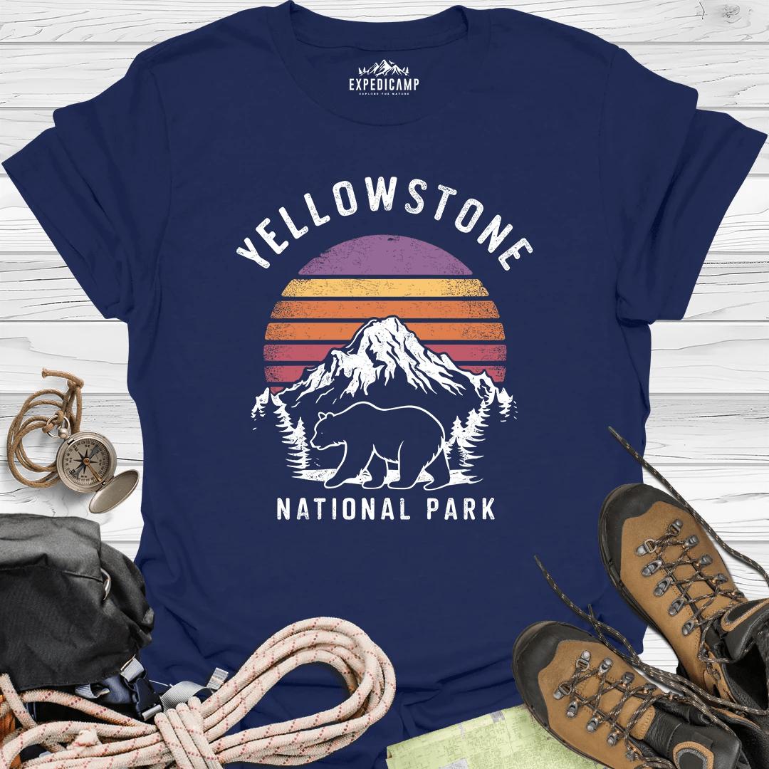 Yellowstone National Park T-Shirt – Navy – Outdoor apparel for travel, hiking, camping, and nature lovers – ExpediCamp