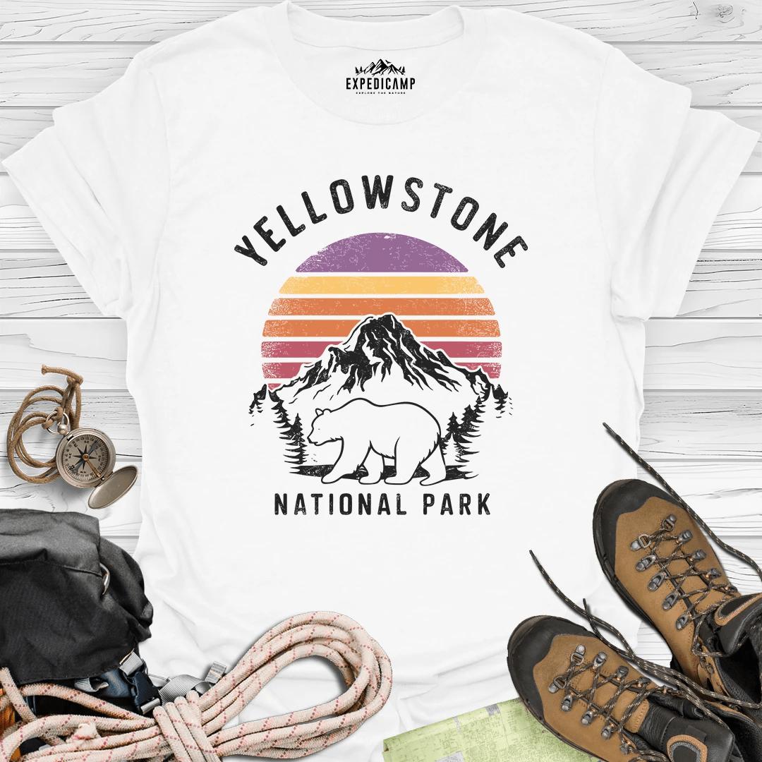 Yellowstone National Park T-Shirt – White – Outdoor apparel for travel, hiking, camping, and nature lovers – ExpediCamp