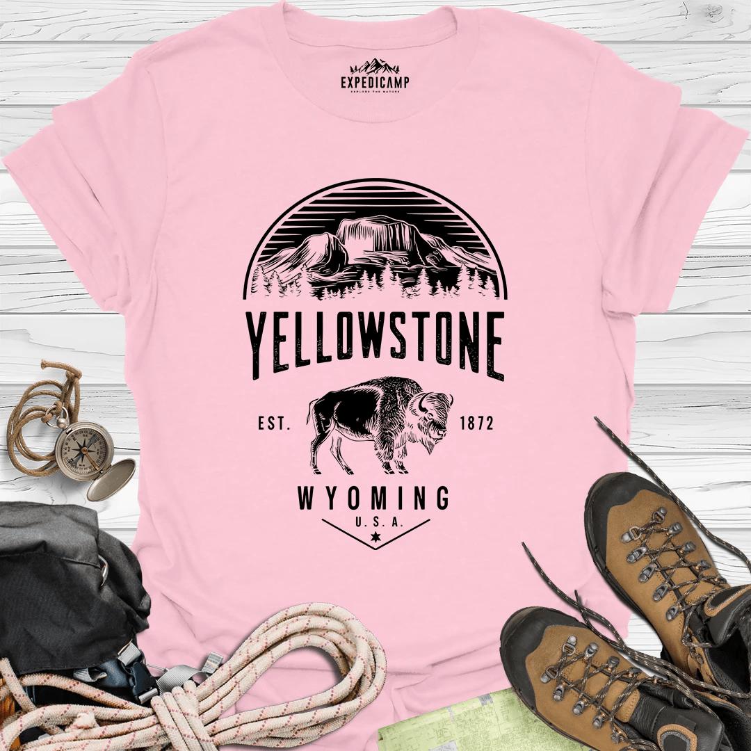 Yellowstone Wyoming USA T-Shirt – Light Pink – Outdoor apparel for travel, hiking, camping, and nature lovers – ExpediCamp