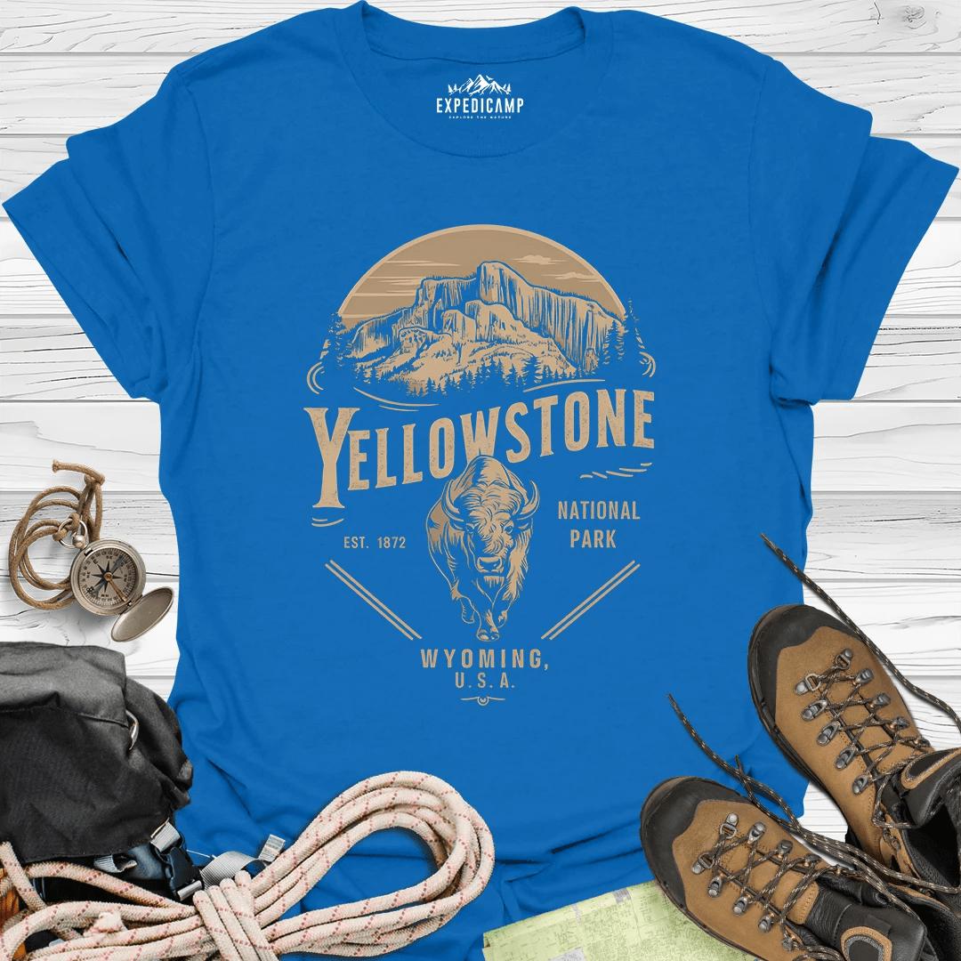 Yellowstone Wyoming USA T-Shirt – Royal – Outdoor apparel for travel, hiking, camping, and nature lovers – ExpediCamp