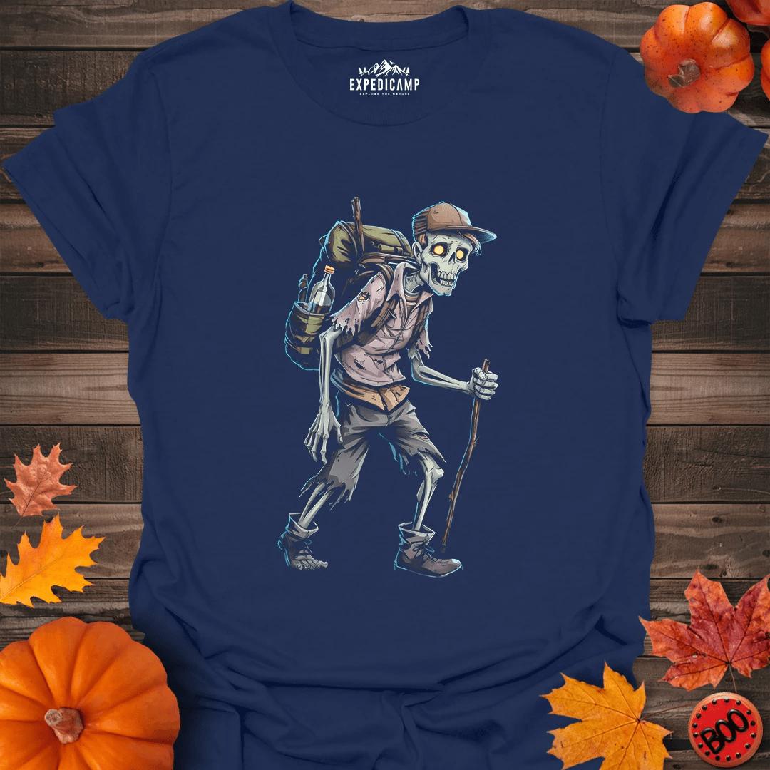 Zombie Hiker T-Shirt – Navy – Outdoor apparel for travel, hiking, camping, and nature lovers – ExpediCamp